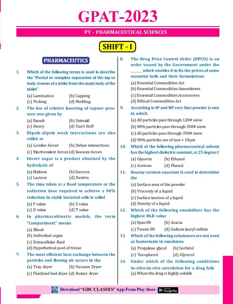 38 GPAT/GATE PREVIOUS YEARS QUESTION PAPERS (COLOURED BOOK)
