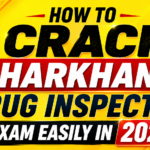 Bright yellow gradient thumbnail for Jharkhand Drug Inspector Exam 2026 with bold black and red typography, Jharkhand logo, and eye-catching competitive exam design.