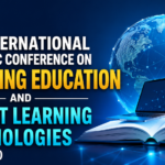 Professional conference thumbnail featuring a digital globe, laptop, and open book representing modern education and learning technologies, with the title "2nd International Academic Conference on Teaching Education and Recent Learning Technologies (ICTERLT)".