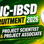 Bright green and yellow gradient YouTube thumbnail for BRIC-IBSD Recruitment 2026 featuring bold “Recruitment 2026” text, Project Scientist & Project Associate vacancy details, BRIC logo, and scientific-themed design with microscope icon.