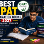 Thumbnail for Best GPAT Preparation Books 2027 featuring a pharmacy student studying with books, GPAT logo, and colorful pharmacy subject books.