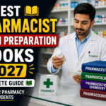 Thumbnail for Best Pharmacist Exam Preparation Books 2027 featuring a pharmacist in a medical shop with pharmacy books and bold exam preparation text.