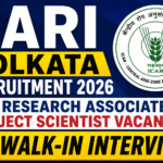 CARI Kolkata Recruitment 2026 thumbnail with bold text highlighting SRF, Research Associate, and Project Scientist vacancies along with Walk-In Interview notice and ICAR logo.