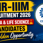 CSIR-IIIM Recruitment 2026 thumbnail for Pharma and Life Science candidates showing bold yellow and white text on blue background with CSIR-IIIM logo and golden opportunity highlight.