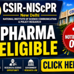 CSIR-NIScPR Pharma Eligible recruitment thumbnail with notification out banner and government research job highlights for pharma candidates.