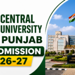 Central University of Punjab PG Admission 2026-27 thumbnail featuring university logo, campus building, and admission announcement banner.