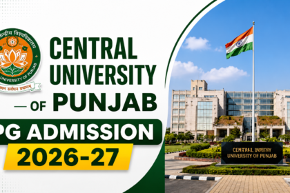 Central University of Punjab PG Admission 2026-27 thumbnail featuring university logo, campus building, and admission announcement banner.