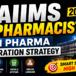 16:9 AIIMS Pharmacist 2027 thumbnail with dark background, AIIMS logo, hospital building, pharmacy symbol, and bold text highlighting non pharma preparation strategy.