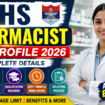 Attractive YouTube thumbnail for ECHS Pharmacist Job Profile 2026 featuring a smiling female pharmacist in a medical store, bold yellow and red text, ECHS logo, and highlights about salary, qualification, duty timing, and selection process.