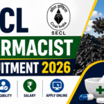 SECL Pharmacist Recruitment 2026 thumbnail featuring SECL logo, coal mining background, pharmacist recruitment banner, and apply online details.