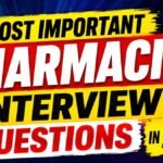 Colorful 16:9 thumbnail design with bold text reading “Most Important Pharmacist Interview Questions in 2026” in bright yellow, red, white, and black typography on a vibrant blue and purple background.