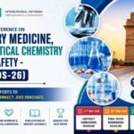 Professional 16:9 conference blog thumbnail for the International Conference on Laboratory Medicine, Pharmaceutical Chemistry and Drug Safety (ICLMP-CDS-26) featuring laboratory equipment, pharmaceutical research visuals, India Gate in Delhi, and a modern healthcare-themed design.