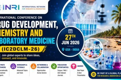 Colorful 16:9 conference blog thumbnail for the International Conference on Drug Development, Chemistry and Laboratory Medicine (IC2DCLM-26) featuring laboratory research visuals, pharmaceutical science elements, Goa beach scenery, medical equipment, and modern scientific conference branding.