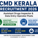 CMD Kerala Recruitment 2026 notification for Assistant Drugs Inspector and Data Entry Operator vacancies