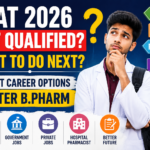 Student thinking about career options after not qualifying GPAT with pharmacy career opportunities highlighted