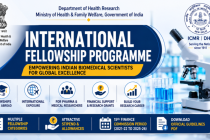 International Fellowship Programme thumbnail by DHR-ICMR featuring biomedical research opportunities, global fellowship support, research grants, and international exposure for pharma and medical researchers.