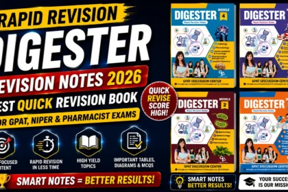 Digester Rapid Revision Notes 2026 thumbnail featuring all four Digester modules, quick revision study material, and exam-focused content for GPAT, NIPER, and Pharmacist exams.
