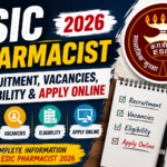 ESIC Pharmacist 2026 recruitment thumbnail featuring vacancy details, eligibility criteria, and apply online information with modern graphic design.