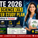 GATE 2026 Life Science study plan thumbnail with student holding book, exam strategy, syllabus, and scholarship details