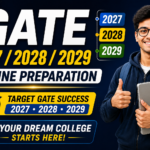 GATE 2027 2028 2029 online preparation thumbnail with student and exam preparation banner design