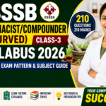 GSSSB Pharmacist/Compounder (Ayurved) Syllabus 2026 thumbnail featuring a pharmacist in white coat with bold green and yellow typography and Ayurvedic pharmacy background.