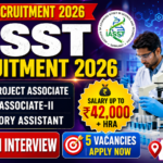 IASST Recruitment 2026 thumbnail featuring scientists working in a laboratory, highlighting Senior Project Associate, Project Associate-II, and Laboratory Assistant vacancies with Walk-In Interview and salary up to ₹42,000 + HRA.