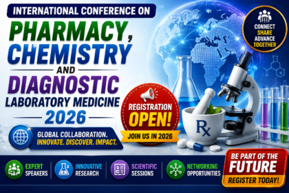 Thumbnail for International Conference on Pharmacy, Chemistry and Diagnostic Laboratory Medicine 2026 featuring scientific lab equipment, global healthcare graphics, and “Registration Open” announcement.