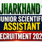Jharkhand Junior Scientific Assistant Recruitment 2026 thumbnail with laboratory equipment, microscope, test tubes, Jharkhand map, and government recruitment design.
