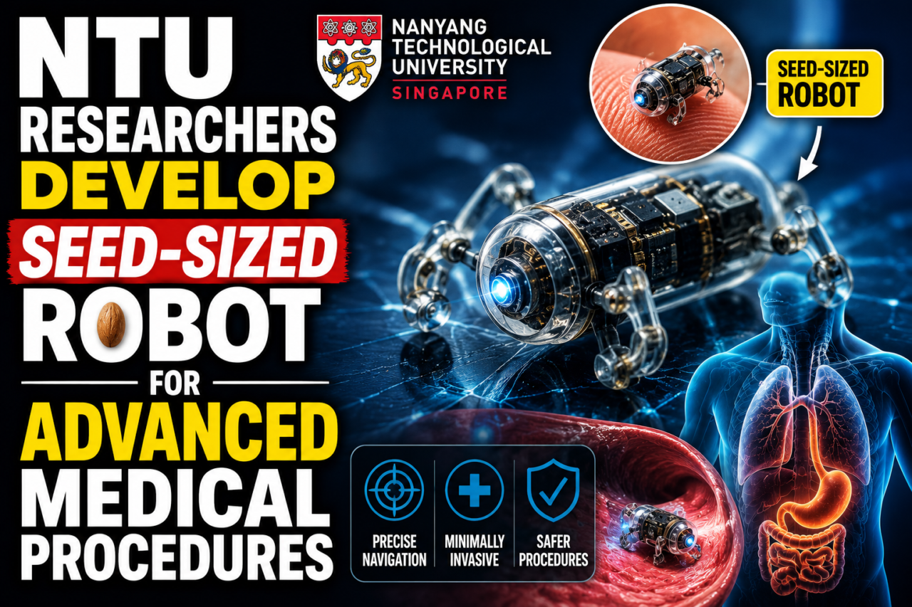 Futuristic seed-sized medical robot designed for minimally invasive procedures inside the human body.