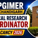 PGIMER Chandigarh Clinical Research Coordinator Vacancy 2026 thumbnail featuring PGIMER building image with bold blue and yellow design in 16:9 format.