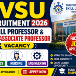 SVSU Recruitment 2026 thumbnail featuring Skill Professor and Skill Associate Professor vacancies for Pharmacy, Nursing, Engineering, and other departments with bold text and university building background.