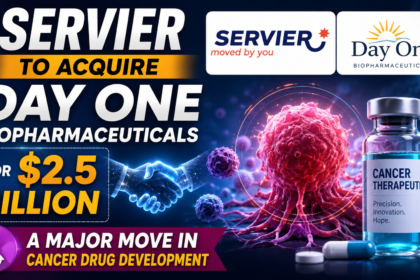 Servier acquires Day One Biopharmaceuticals for $2.5 billion with cancer drug development themed thumbnail.