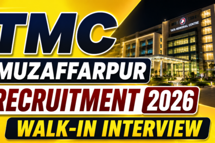 TMC Muzaffarpur Recruitment 2026 walk-in interview thumbnail with bright yellow gradient background and bold recruitment text.