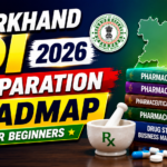 Jharkhand DI 2026 Preparation Roadmap thumbnail with pharmacy books, medicine bottle, Jharkhand map, and bold colorful text for beginners.