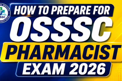 Colorful OSSSC Pharmacist Exam 2026 preparation thumbnail with bold white and blue typography on a blue-yellow gradient background and OSSSC logo in the top-left corner.
