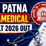 YouTube thumbnail featuring RRB Patna Paramedical Result 2026 announcement with Indian Railways logo, train background, medical stethoscope, result checklist, and bold text highlighting the result declaration.