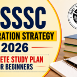 UPSSSC Preparation Strategy 2026 thumbnail with study books, notebook, UP government logo, and bold text for beginners study plan.