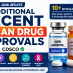 Infographic highlighting additional recent Indian drug approvals by CDSCO in 2026, featuring new drugs, vaccines, immunotherapy treatments, and advanced healthcare innovations approved in India.