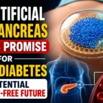 Thumbnail showing a futuristic implantable bio-artificial mini pancreas device for Type 1 Diabetes, highlighting the possibility of natural insulin production and an injection-free future.