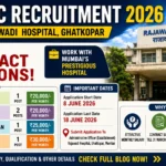 BMC Recruitment 2026 banner featuring Rajawadi Hospital, Ghatkopar, Mumbai, highlighting contract-based vacancies for Pharmacist, Blood Bank Technician, Junior Librarian, and Staff Nurse positions.
