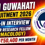 CARI Guwahati Recruitment 2026 thumbnail featuring a vibrant purple-orange gradient background, CARI logo, walk-in interview announcement for Senior Research Fellow (Pharmacology), and salary of ₹50,400 per month.