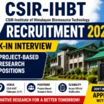 CSIR-IHBT Recruitment 2026 thumbnail featuring the CSIR-IHBT campus building, institute logo, Walk-in Interview announcement, and 20 Project-Based Research Positions highlighted in bold text.