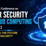 International Conference on Cyber Security and Cloud Computing (ICCSCC) banner featuring a digital cloud, cybersecurity shield with a keyhole, and futuristic network technology background.