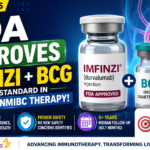 Eye-catching thumbnail showing FDA approval of Imfinzi and BCG combination therapy for high-risk non-muscle-invasive bladder cancer, featuring drug vials, bladder cancer illustration, and key clinical benefits.