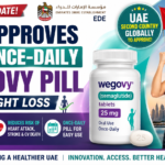 Attractive 16:9 thumbnail showing UAE approval of oral Wegovy (semaglutide) for weight loss, featuring a Wegovy pill bottle, a healthy woman, UAE flag, and key health benefits.
