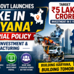 Modern industrial investment thumbnail featuring Haryana state development, manufacturing plants, industrial infrastructure, business growth charts, investment agreements, factories, and economic development visuals highlighting the Make in Haryana policy initiative.