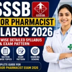 GSSSB Junior Pharmacist Syllabus 2026 thumbnail featuring syllabus details, exam pattern information, and a pharmacist with GSSSB branding.