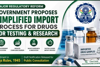 Government proposes simplified drug import process for testing and research under the proposed amendment to the Drugs Rules, 1945, introducing an online acknowledgement-based system for eligible imports.