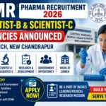 ICMR Pharma Recruitment 2026 thumbnail featuring Scientist-B and Scientist-C vacancies at CRMCH New Chandrapur, medical research laboratory visuals, government job opportunity highlights, and pharmaceutical research career opportunities.