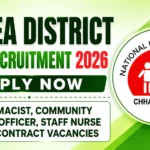 Korea District NHM Recruitment 2026 thumbnail with a light green gradient background, bold recruitment announcement text, and National Health Mission Chhattisgarh logo highlighting pharmacist, CHO, staff nurse, and contract vacancies.